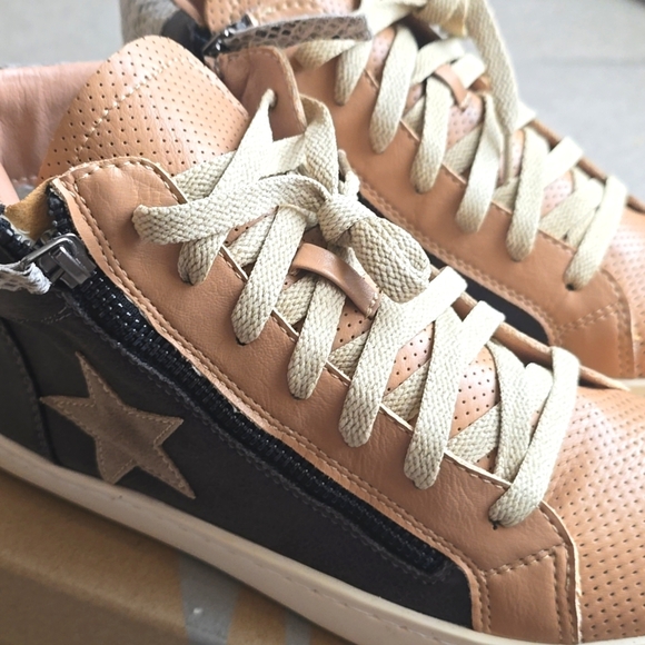 Mi.iM Elle Dark Gray Leather Lace-up High Top Star Sneakers - Picture 6 of 16